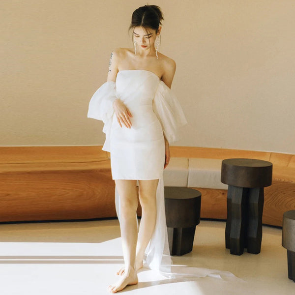 Petite robe de mariée légère courte super féerique