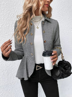 Blazer croisé femme slim à revers et volants
