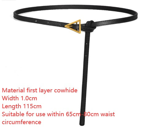 Ceinture fine en cuir décorative triangulaire pour femmes