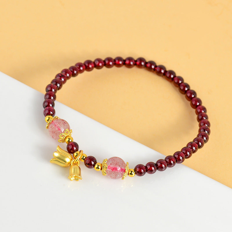 Bracelet gourde simple en grenat pour femmes