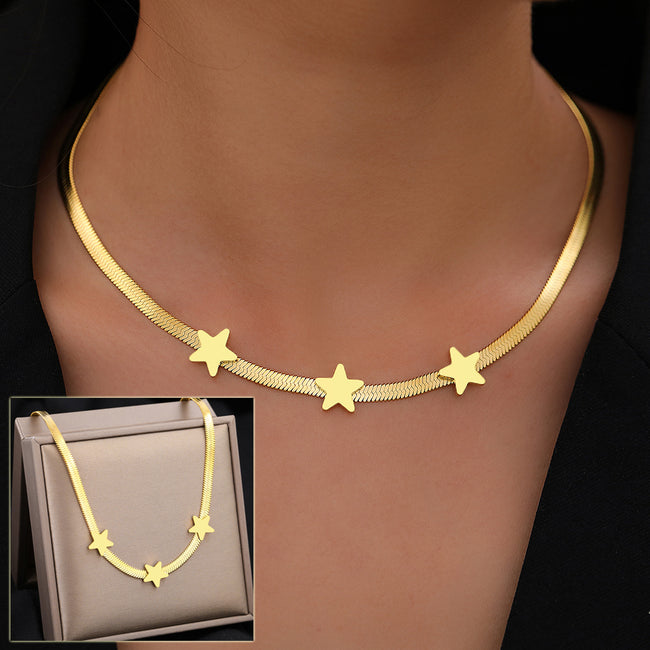 Colliers en Acier Inoxydable Gothique Lame Serpent Chaînes Étoiles Ras-de-cou Collier Tendance Luxe Léger Pour Femmes Bijoux Hover Image
