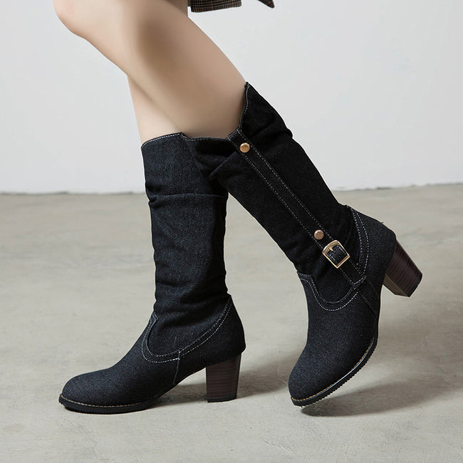 Middle Denim Women's High Heels High Boots Main Image
