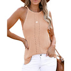 Gilet tricoté de plage ample dos nu pour femme, style européen et américain