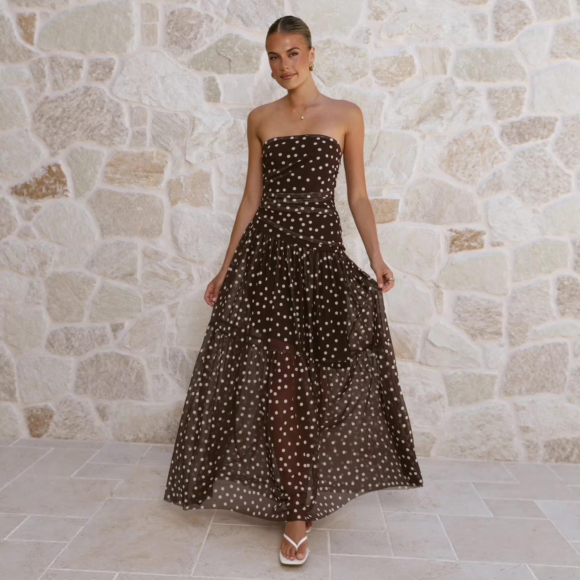 Longue robe en maille tendance pour femme