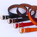 La nouvelle ceinture rétro en cuir pur pour femme, ceinture en cuir à boucle ronde, ceinture fine pour femme.