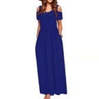 Robe longue à manches courtes imprimé fleurs multicolores