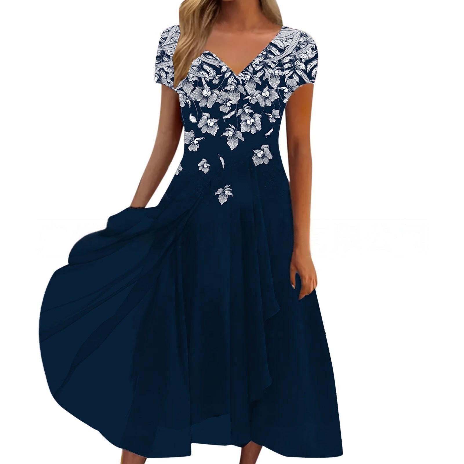 Robe en mousseline florale patchwork pour femme