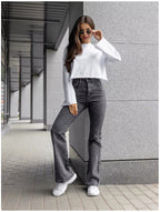 Jeans évasés décontractés et polyvalents pour femme