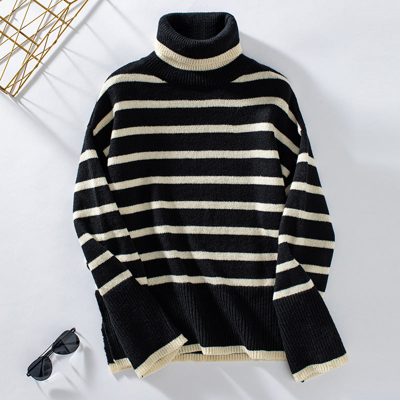 Pull-over tricoté Col roulé Automne Hiver Femme