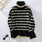 Pull-over tricoté Col roulé Automne Hiver Femme