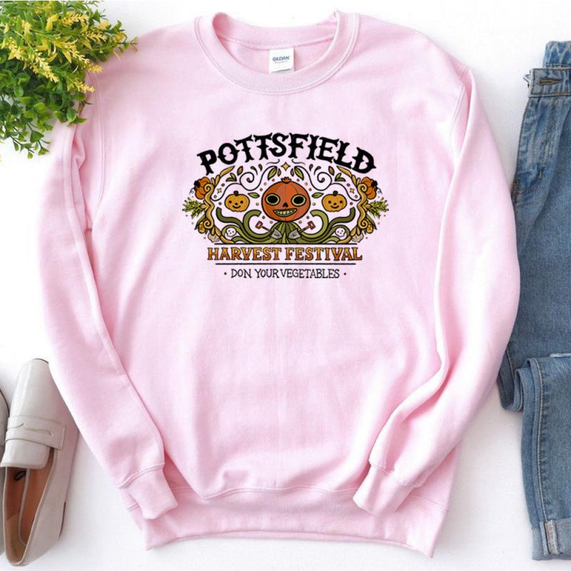 Sweat-shirts d'Halloween à imprimé citrouille pour femmes