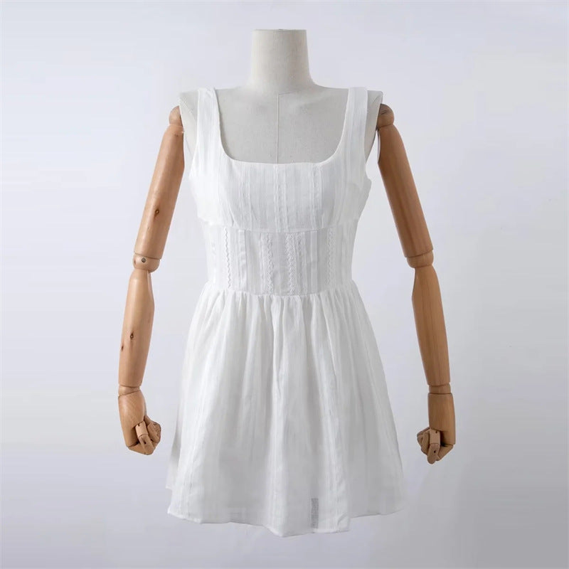 Robe sans manches à col carré et épaules dénudées
