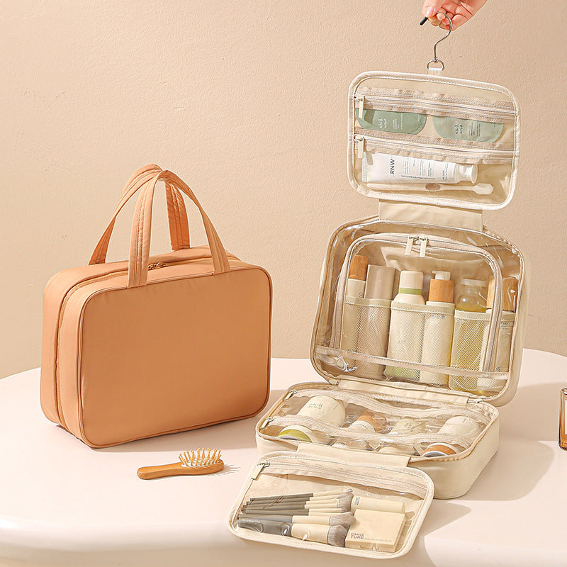 Trousse de toilette et de maquillage portable en tissu Oxford grande capacité pour un rangement de voyage facile