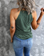 Nouvelle veste d'été sans manches unie à col rond pour femme