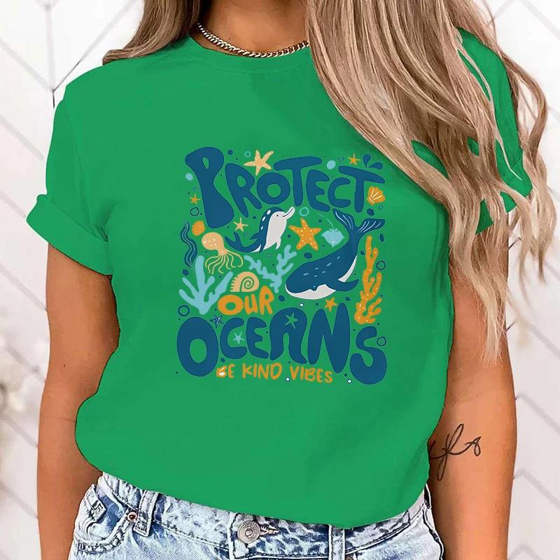 T-shirt Premium Chaud Protégez l'océan Imprimé