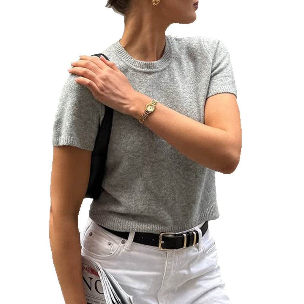 Pull décontracté de couleur unie pour femmes