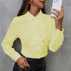 Nouvelle chemise ample en mousseline de soie à volants pour femme