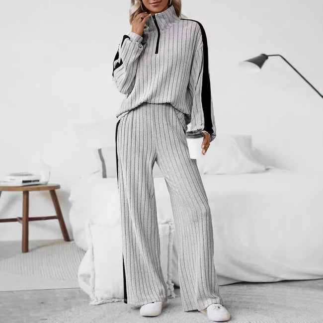 Ensemble deux pièces décontracté pull et pantalon large pour femme grandes tailles Hover Image