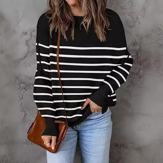 Loose Pullover Stripe Sweater For Women Hover Image