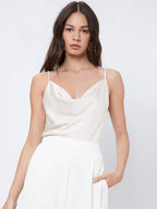Débardeur en satin de rayonne uni décontracté pour femme