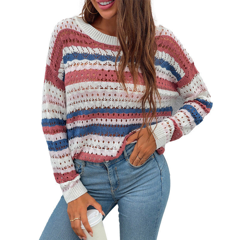 Pull en maille rayé coloré pour femme