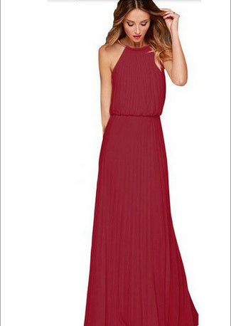 Robe longue dos nu en mousseline pour femme