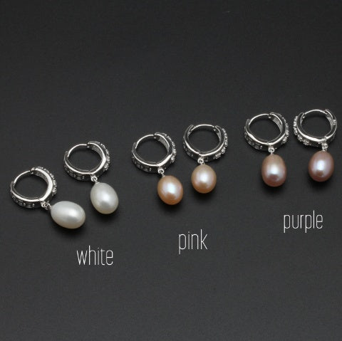 Boucles d'oreilles en vraies perles d'eau douce pour femmes, boucles d'oreilles en perles en argent sterling 925, bijoux fines boucles d'oreilles en perles blanches