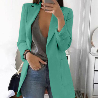 Blazer cardigan fin à revers élégant