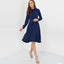 Robe unie à manches longues et de longueur genou