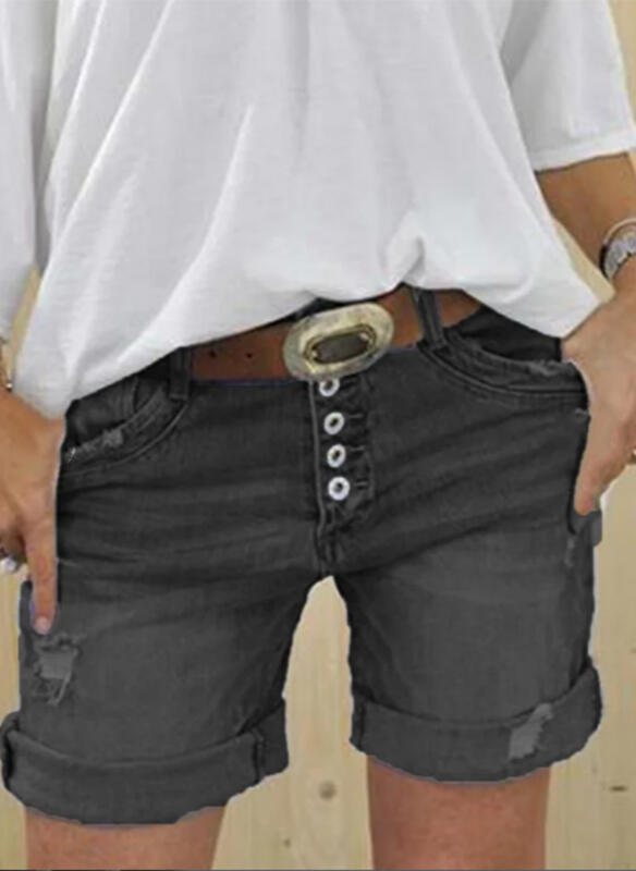 Short en jean taille haute pour femme