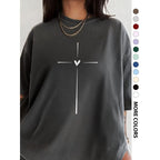 T-shirt ras du cou à motif cœur croisé pour femme