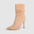 Bottes à talons hauts pointus en daim pour femme