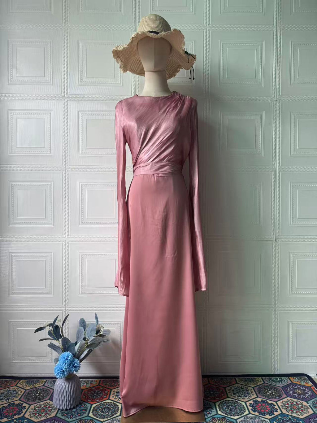 Robe en polyester à manches longues pour femmes