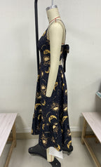 Robe Gothique Rétro Imprimé Crâne Os Soleil Et Lune Femme