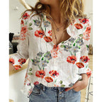 Chemise en lin et coton lavé à manches longues boutonnée pour femme