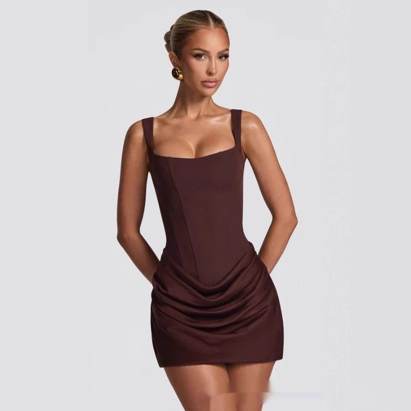 Robe bustier d'été sans manches gracieuse robes courtes pour soirée mariage vêtements de soirée