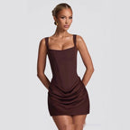 Robe bustier d'été sans manches gracieuse robes courtes pour soirée mariage vêtements de soirée