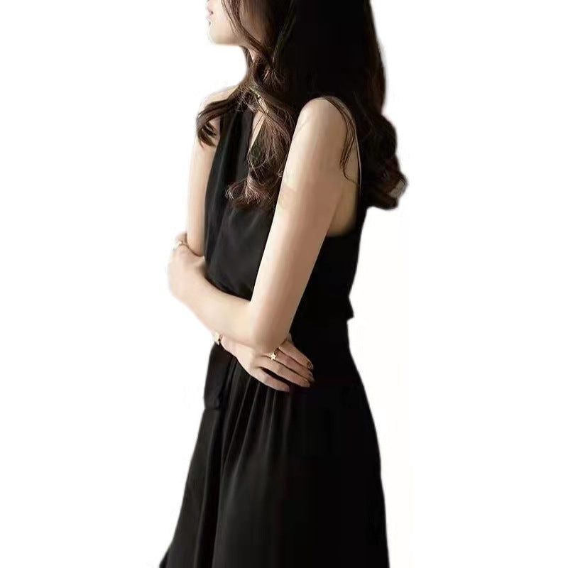New French Halterneck Women's Chic Waist Dress