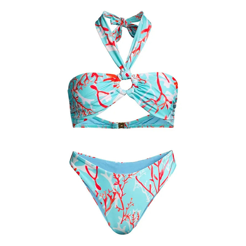 Maillot de bain bikini floral slim pour femmes