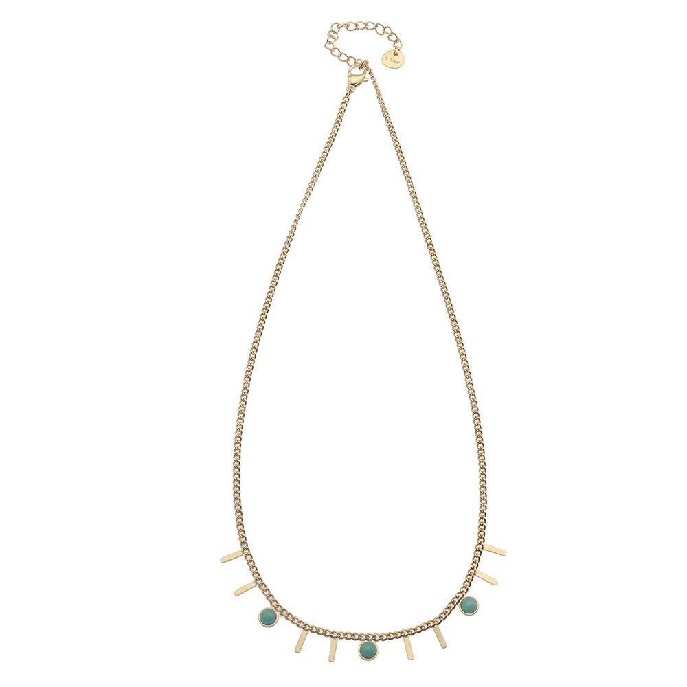 Collier fantaisie pour femme en acier inoxydable plaqué or 14 carats avec pendentif en zircon