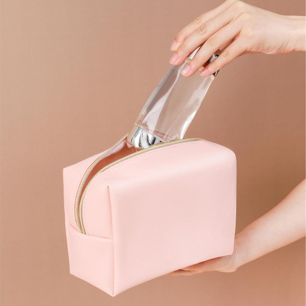 Trousse de Maquillage Minimaliste Portable Grande Capacité de Couleur Unie
