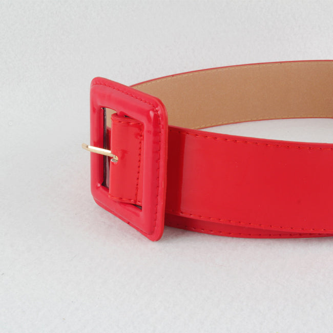 Ceinture décorative tout-aller pour femme avec boucle en cuir verni large Main Image