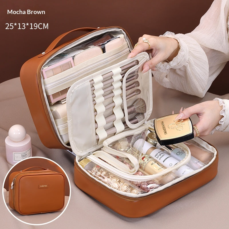 Trousse de Maquillage Compartimentée en PU 5-en-1 Multifonctionnelle