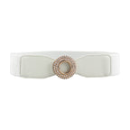 Nouvelle ceinture élastique incrustée de diamants et de strass pour femmes, ceinture de costume à boucle ronde simple pour jupe et chemise
