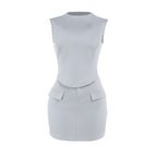 Ensemble robe mi-longue et haut à manches pour femme