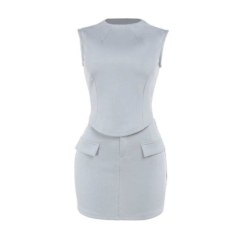 Ensemble robe mi-longue et haut à manches pour femme