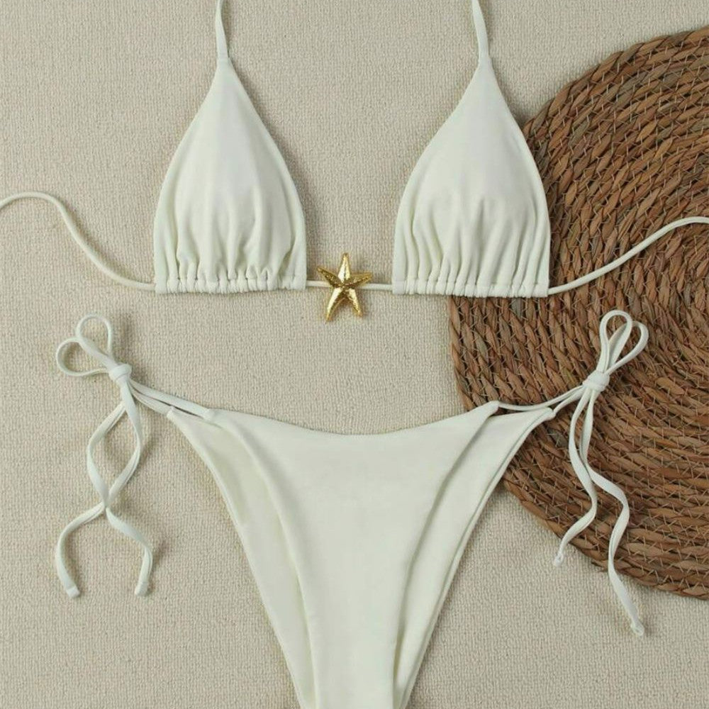 Maillot de Bain Bikini Couleur Pure Tendance Femme