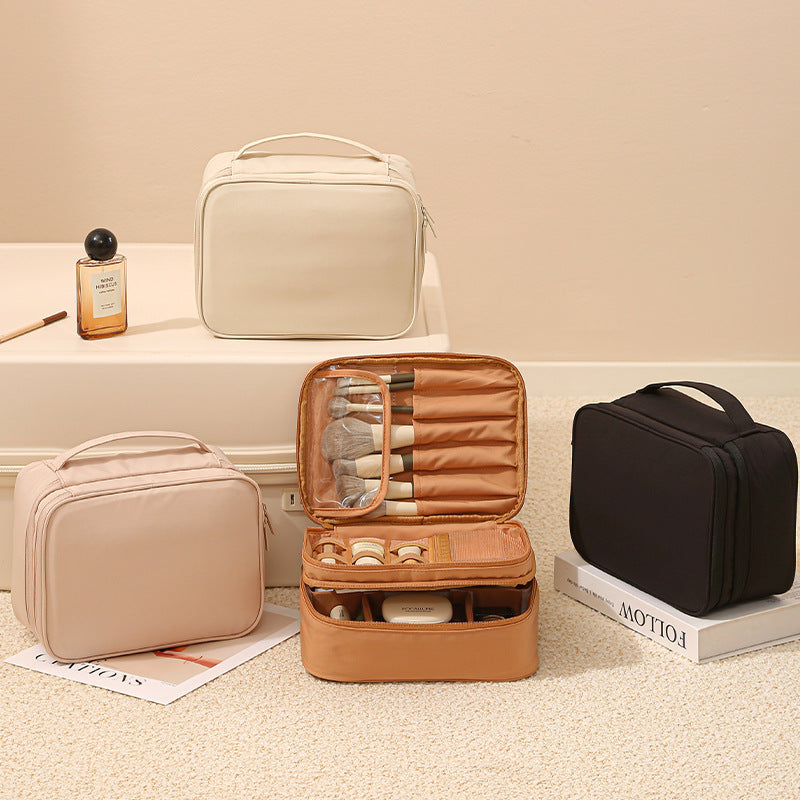 Trousse de maquillage portable en tissu Oxford avec séparateurs