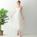 Robe de soirée blanche de banquet de mariage pour femmes