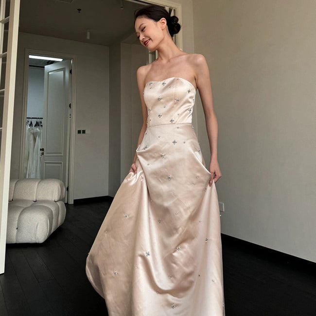 New Satin French Simplicity Fashion Trip Shoot Niche Trip Shoot Trendy Wedding Dress Hover Image